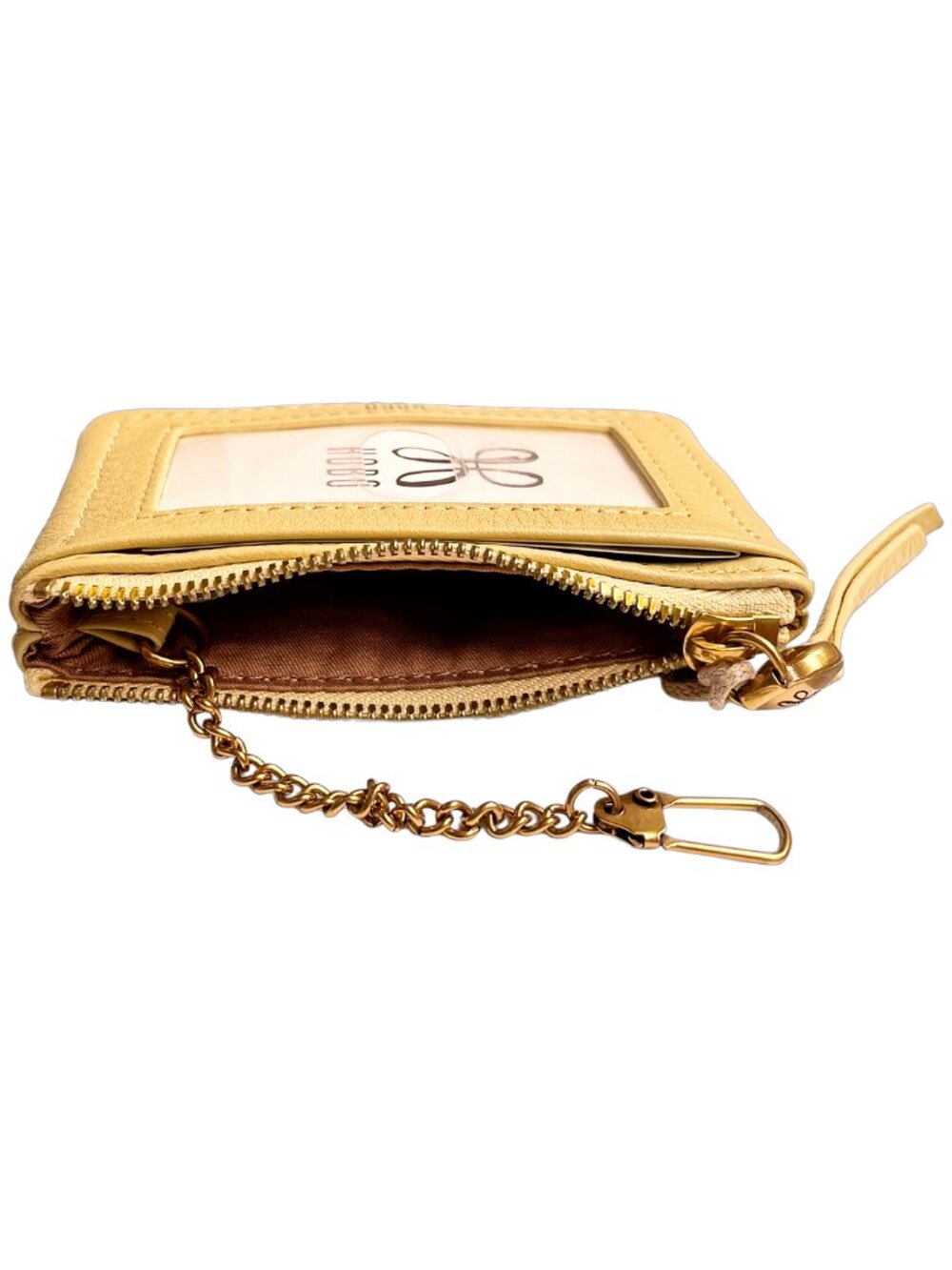 HOBO Lumen Leather Zip Card Case Wallet Flax Yellow NWT - Picture 3 of 10